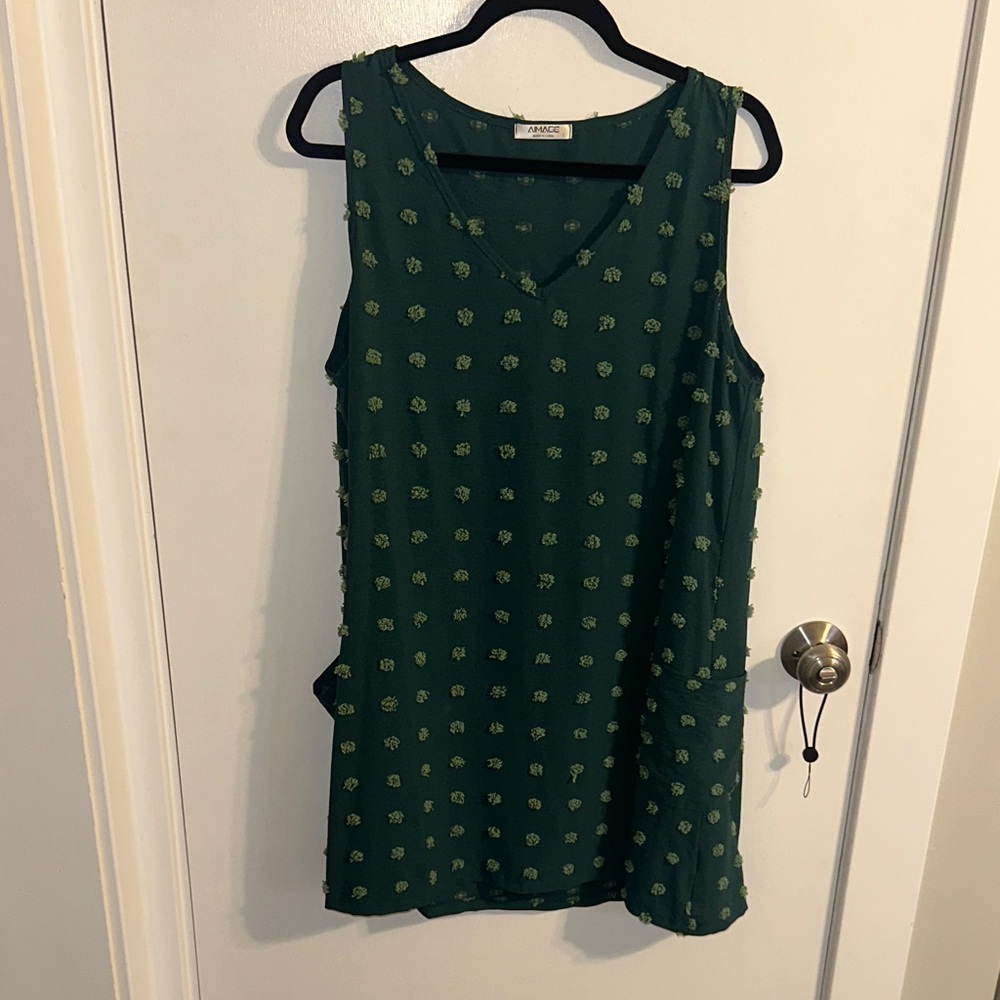 Green Sleeveless Dress with pockets